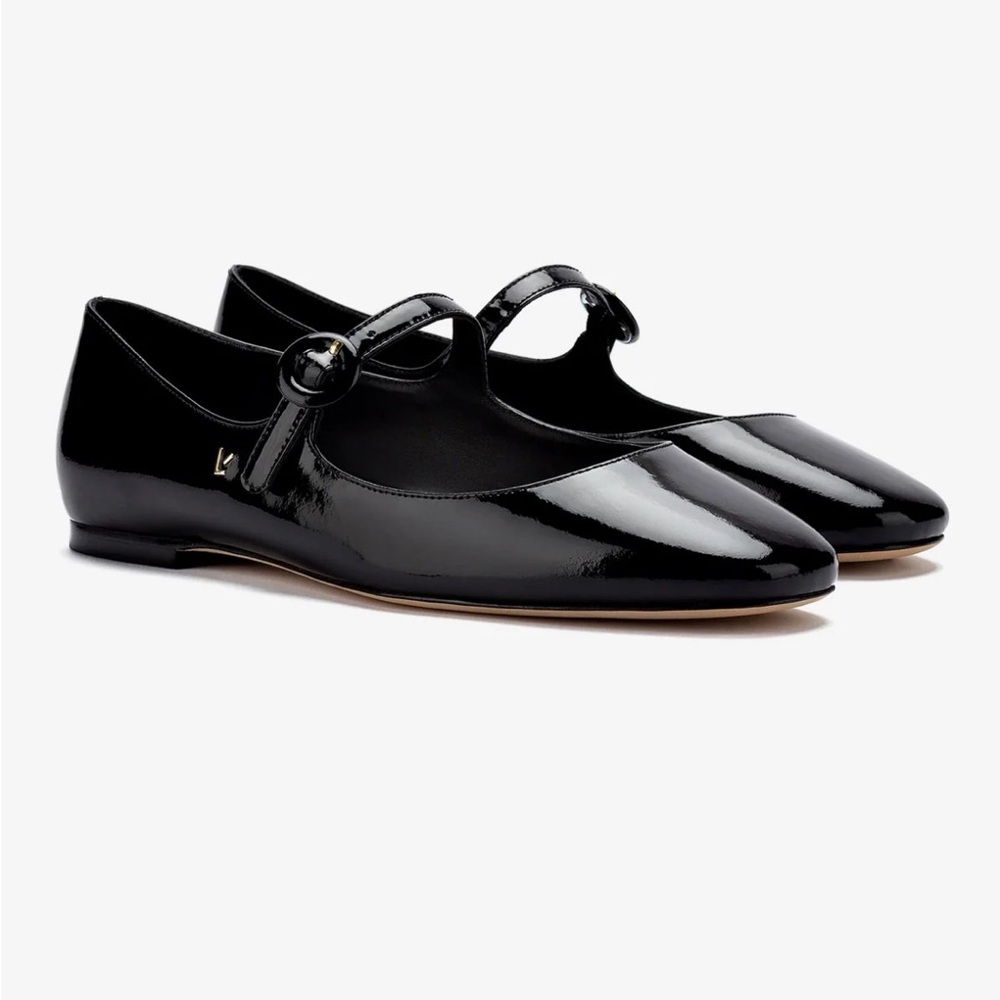 Larroudé Black Patent Leather Blair  Mary Jane Ballet Flats- 9.5